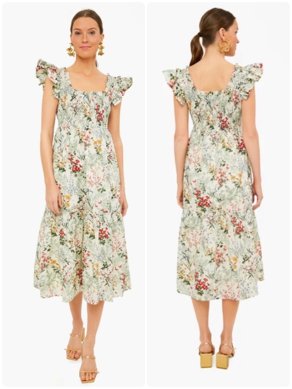 Tuckernuck Mallie Dress Midi Sun Faded Floral Field Size Medium